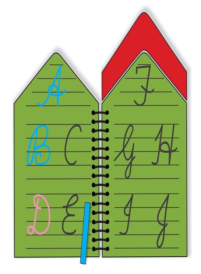 The Funny Mind Hut Shape Wooden A to Z Capital Cursive Letters Reusable Chalk Book for Preschool, Early Learners, and Montessori Kids, Tracing Slate, Cursive Writing Practice Book for Beginners - Image 4